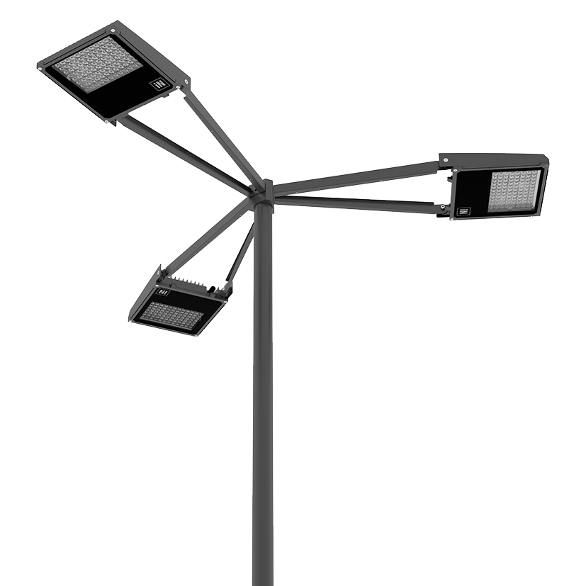Triple arm at 120° with pole top Ø 60÷76 mm/Ø 2.36"÷2.99" SQUARE+1