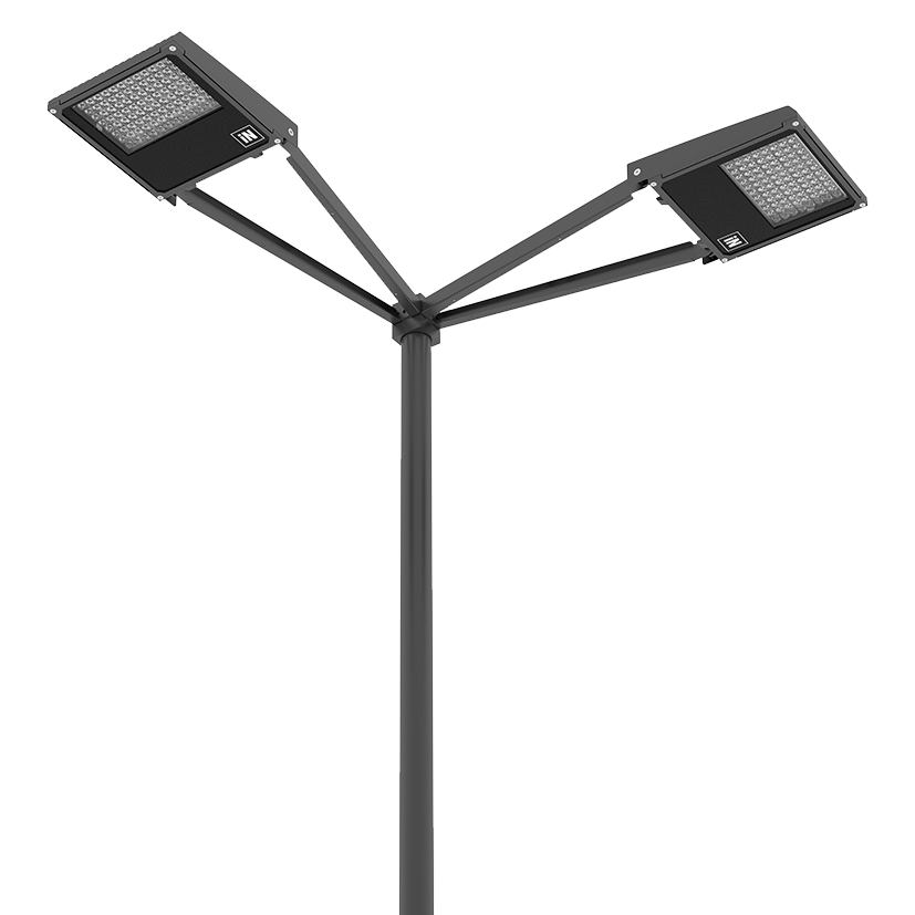 Double arm at 90° with pole top Ø 60÷76 mm/Ø 2.36"÷2.99" SQUARE+1