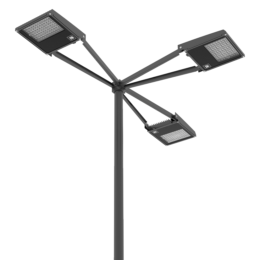 Triple arm at 90° with pole top Ø 60÷76 mm/Ø 2.36"÷2.99" SQUARE+1