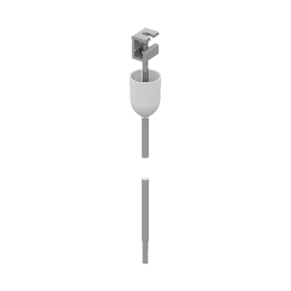 Bracket for mounting on ceiling, M6 nut, plastic ceiling rose, M6 1 m-long threaded bar with cover sheath